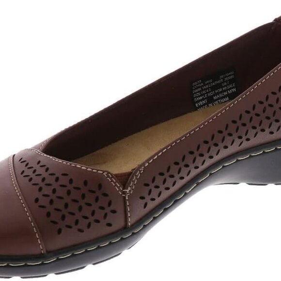 Women's Leather Ballet Flat 8 Dark Tan Comfort Cushioned Support Flexible - Picture 5 of 8